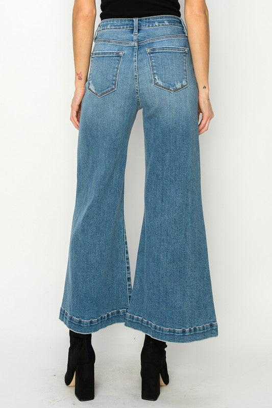 High-Rise Crop Palazzo Jeans