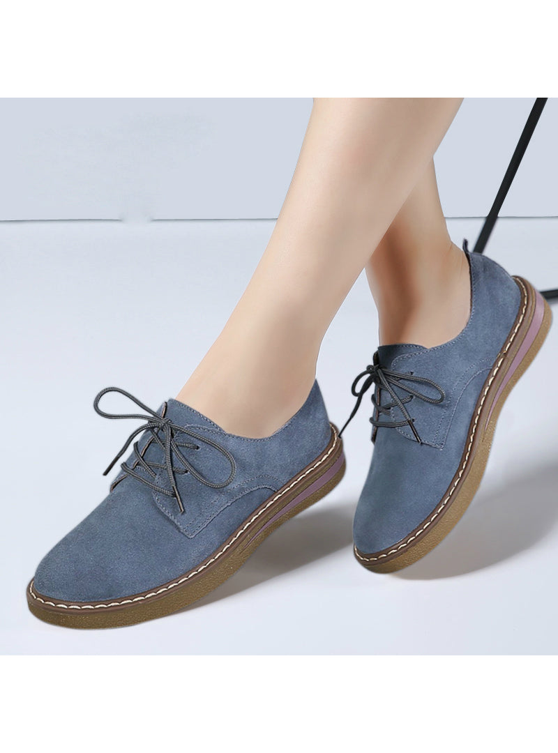 Sneakers Oxford Flats Shoes Leather Suede Lace Up