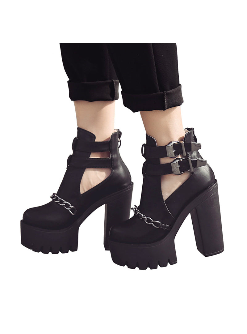 Ankle Boots For Women High Heels Casual Cut-outs