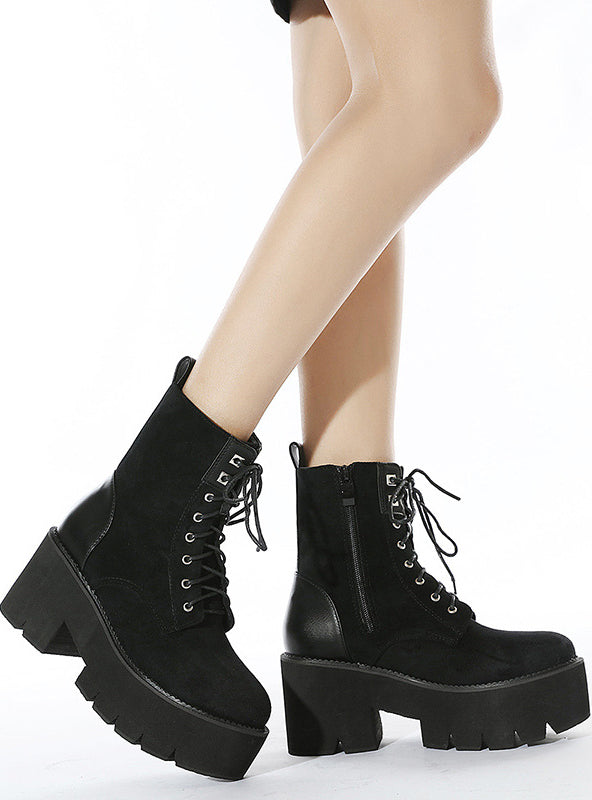 Side Zipper Thick-soled Suede Boots Shoes