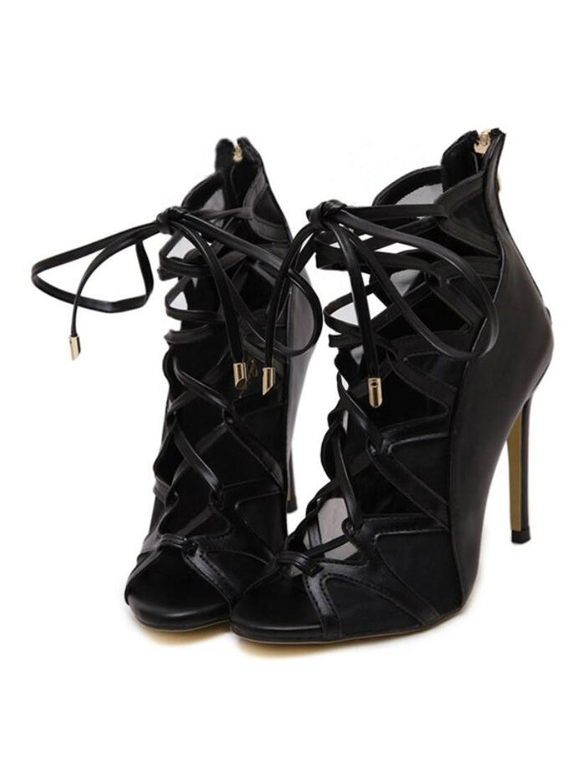 High Heels Sandals Stiletto Sandal Toe Lace Up