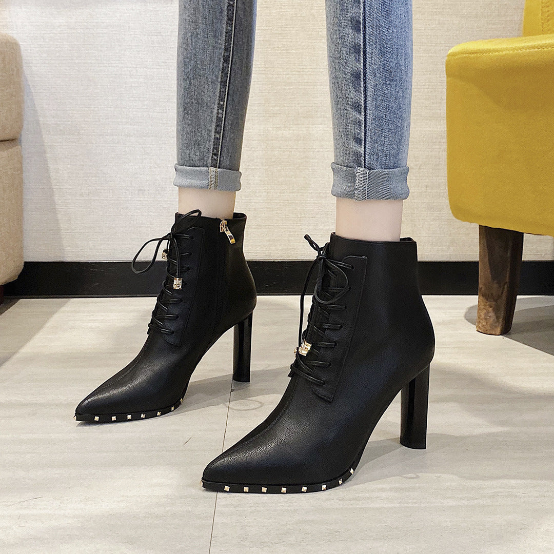 Pointed Lace Wears Temperament High Heels