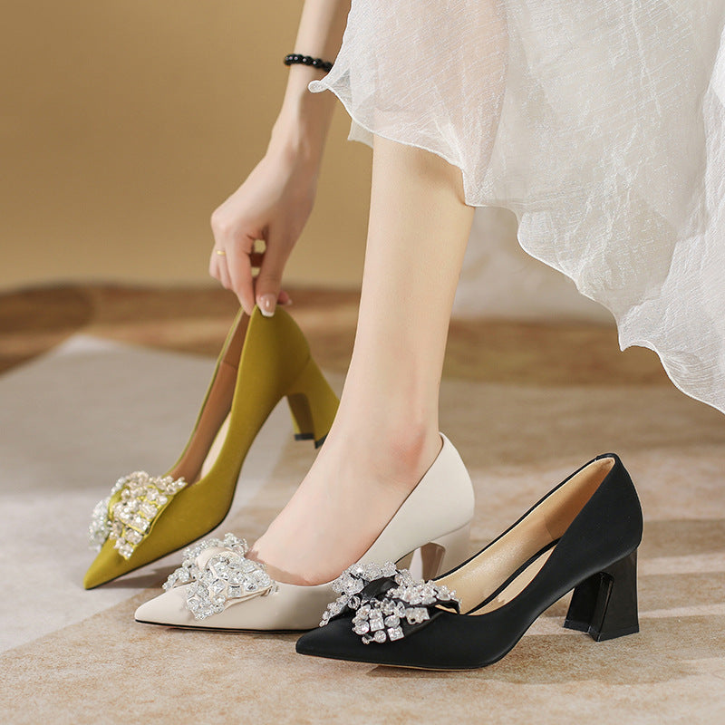 Pointed Platform Heels Crystal Shoes