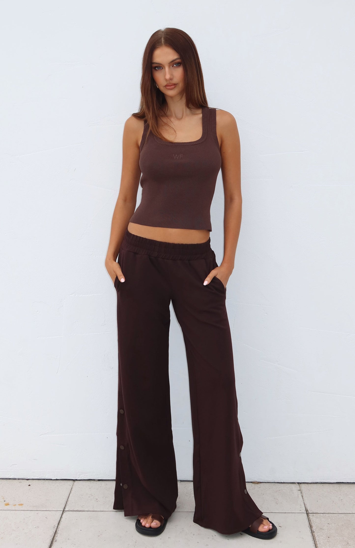 Our Bridges Burned Wide Leg Pants Chocolate