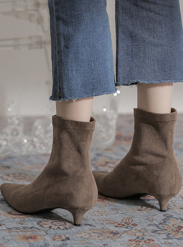 Heel Pointed Fashion Suede Fashion Boots