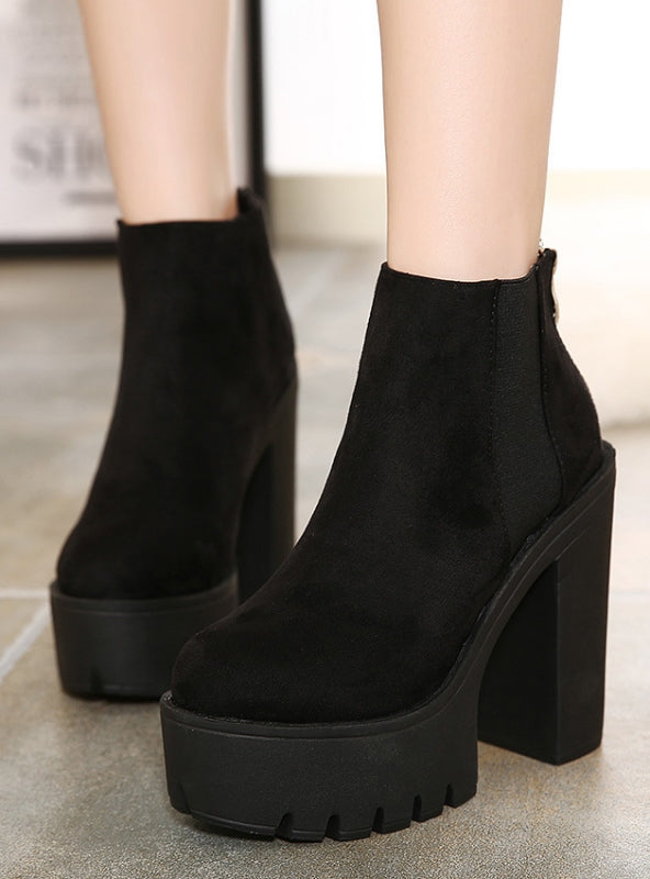Suede Ultra-high Heel Waterproof Platform Shoes
