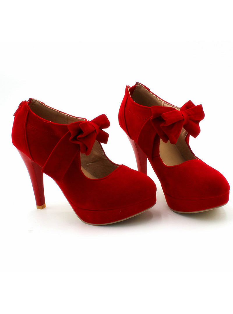 Woman Small Bow Platform Pumps High Heeled