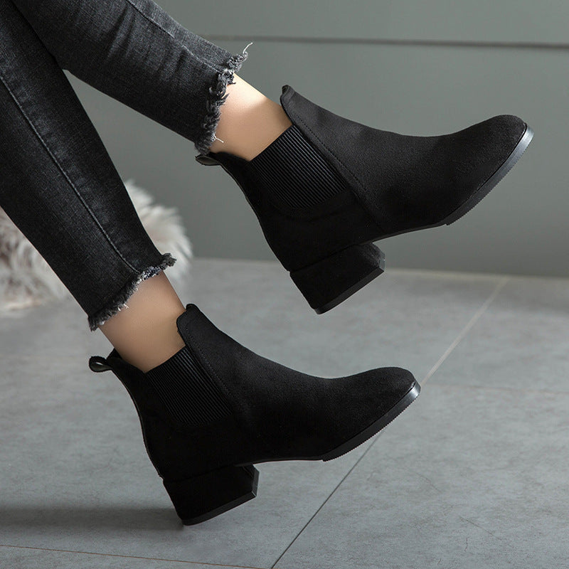 Women Heel Suede Casual Martin Boots