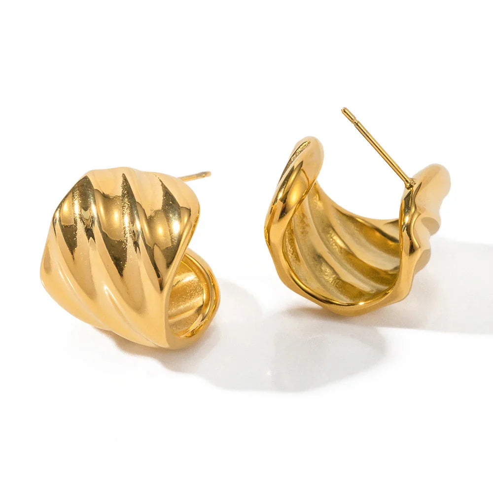 Gold-Plated C Hoop Earrings