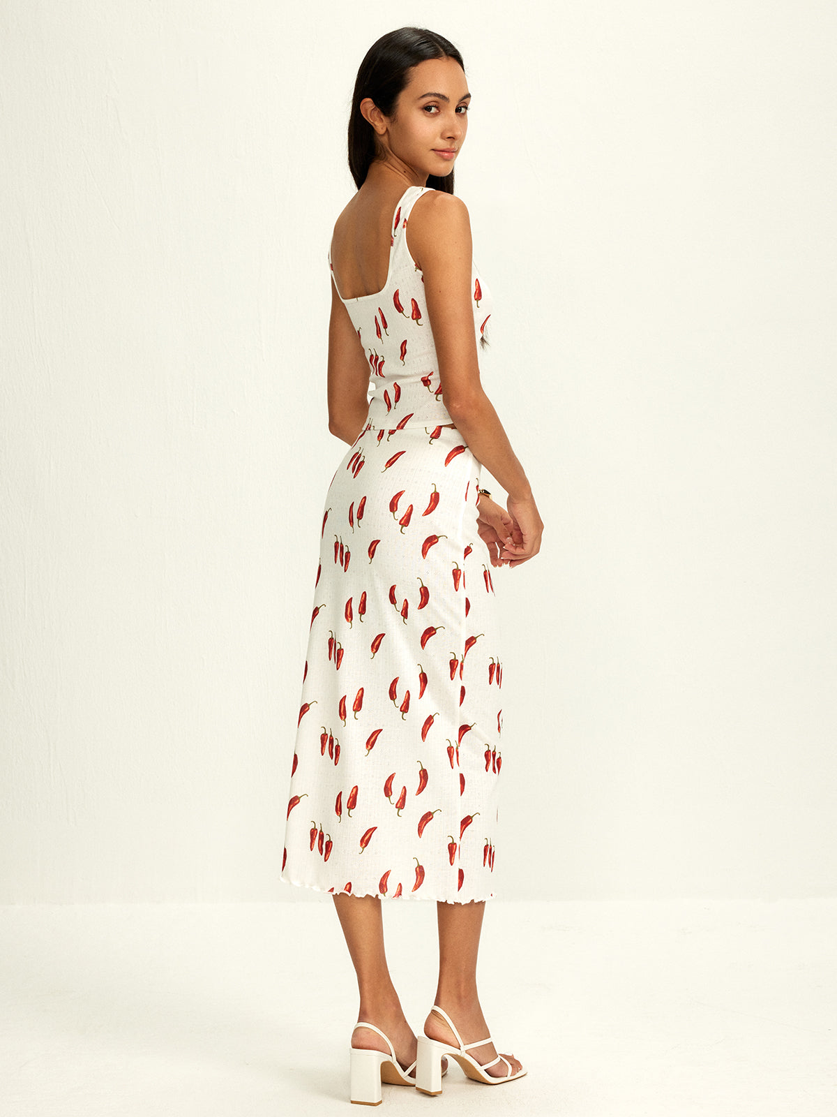Cotton Chili Pepper Printed Skirt Set