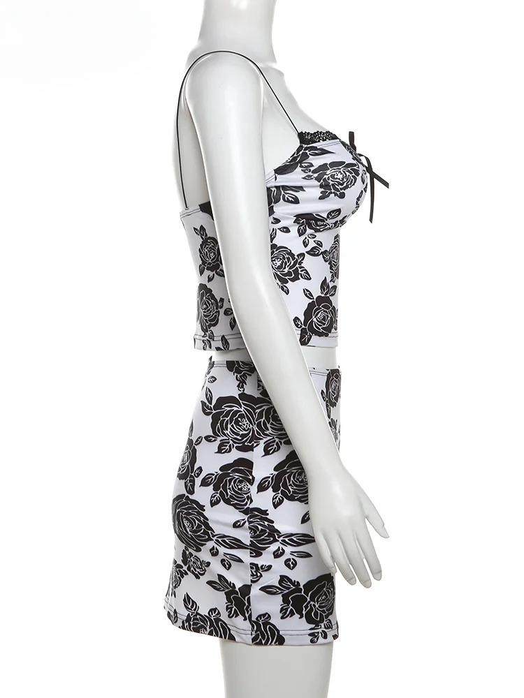 Lace Bow Camisole and Skirt