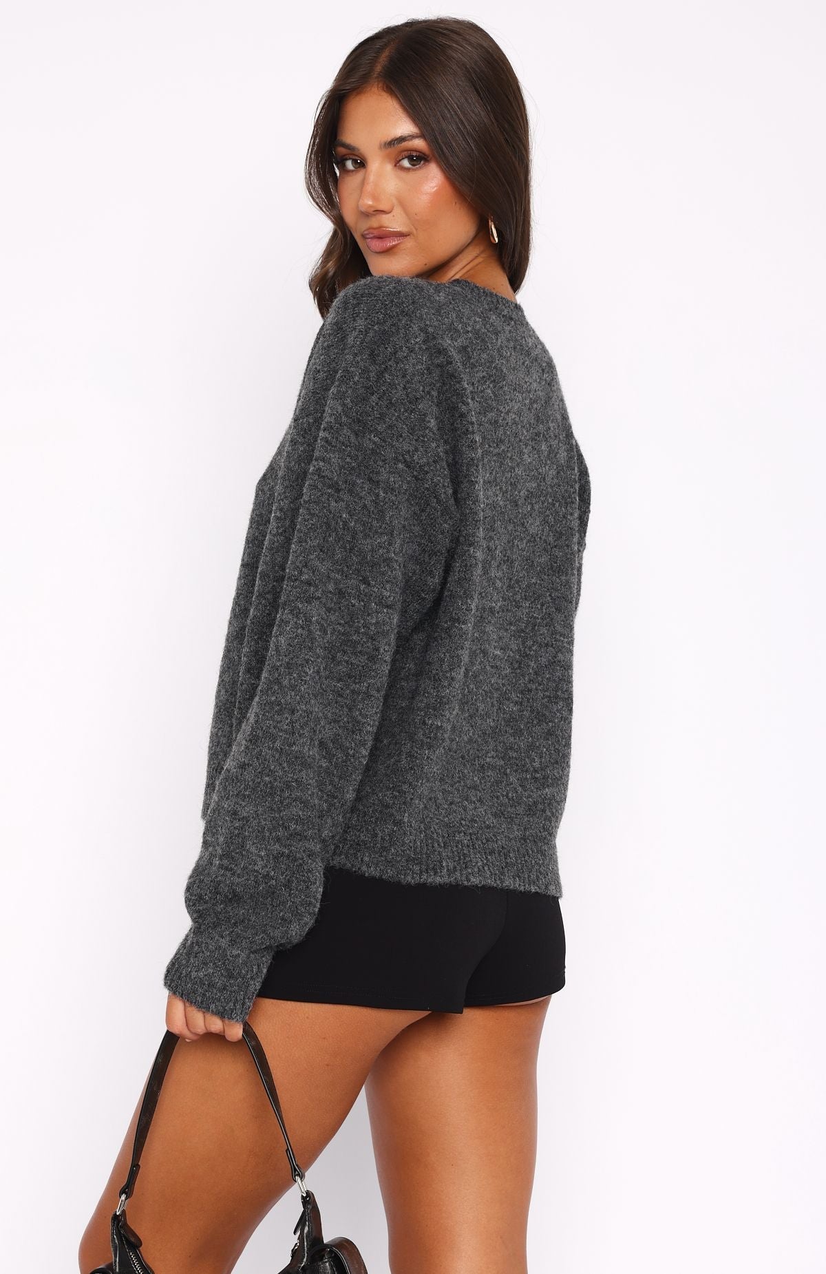 Warm Whispers Knit Sweater Charcoal