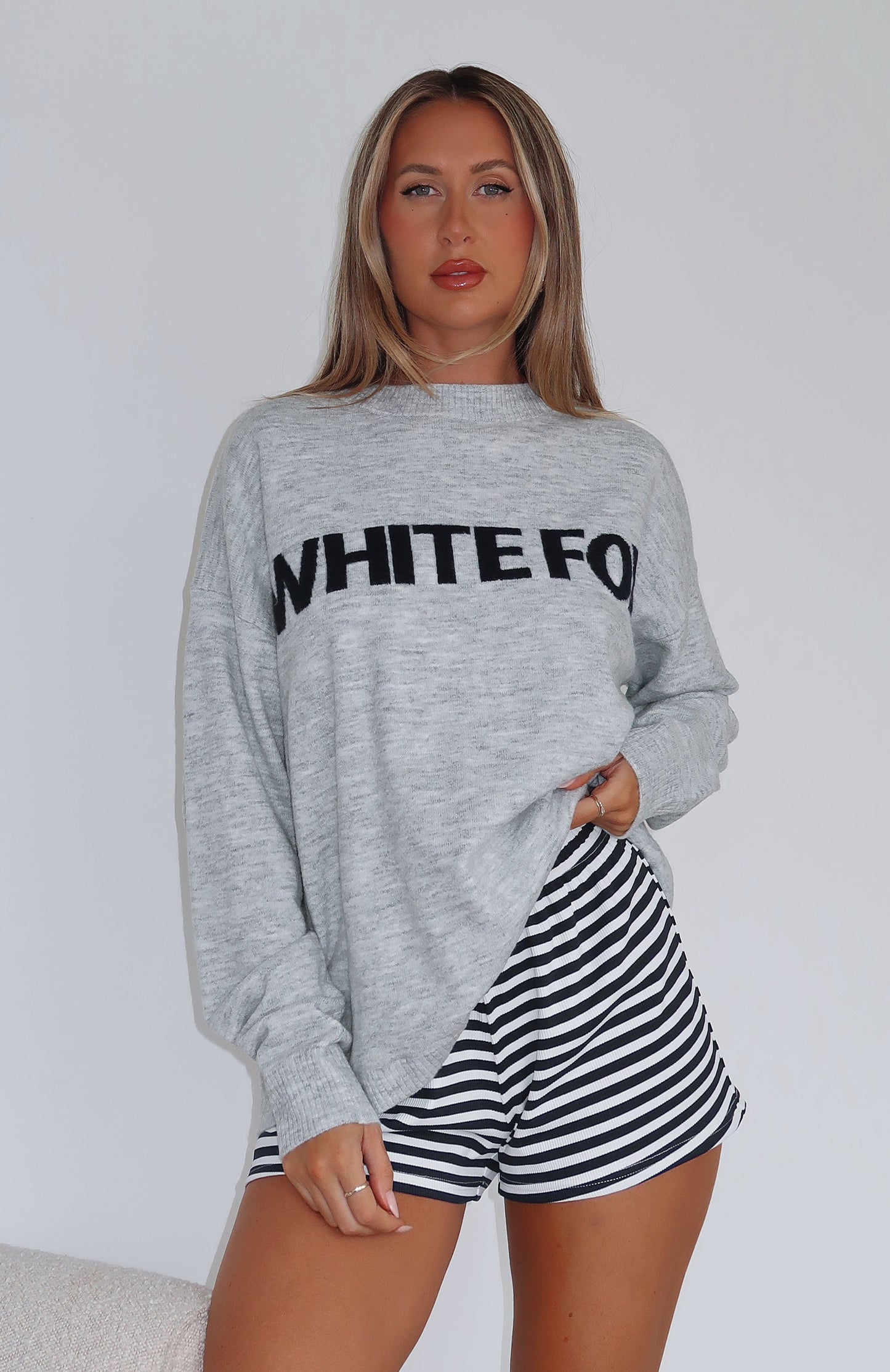 Set Me Free Knit Sweater Grey Marle