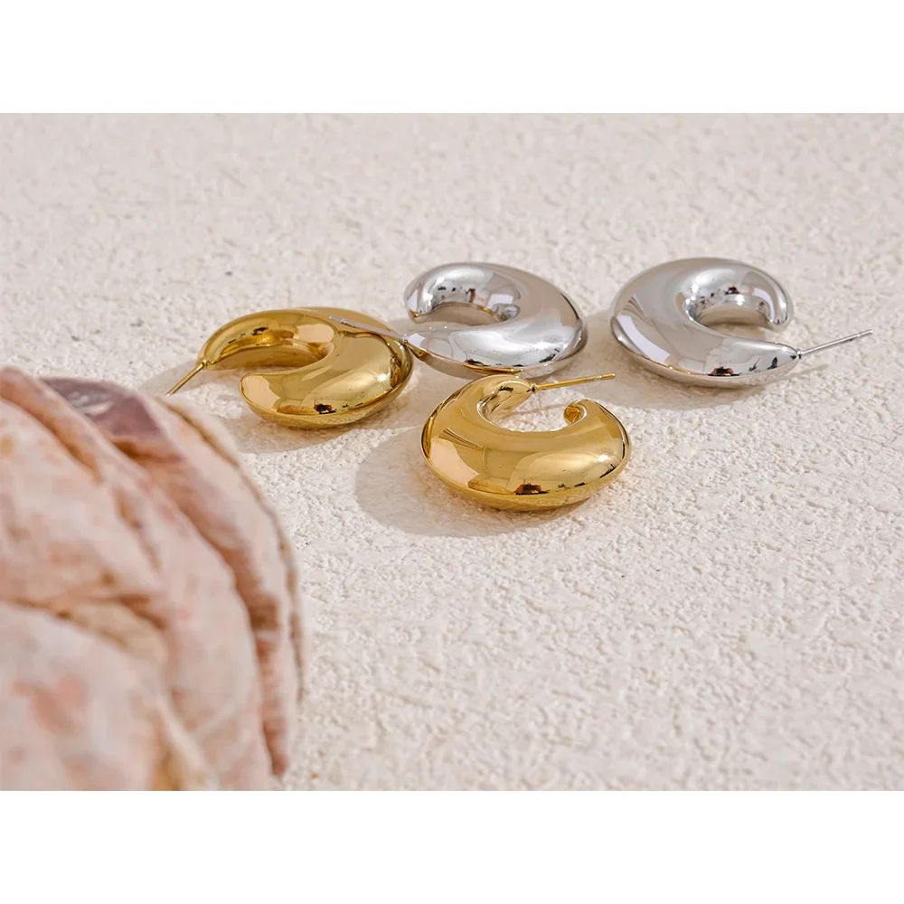 C-Shape Chunky Hoop Earrings