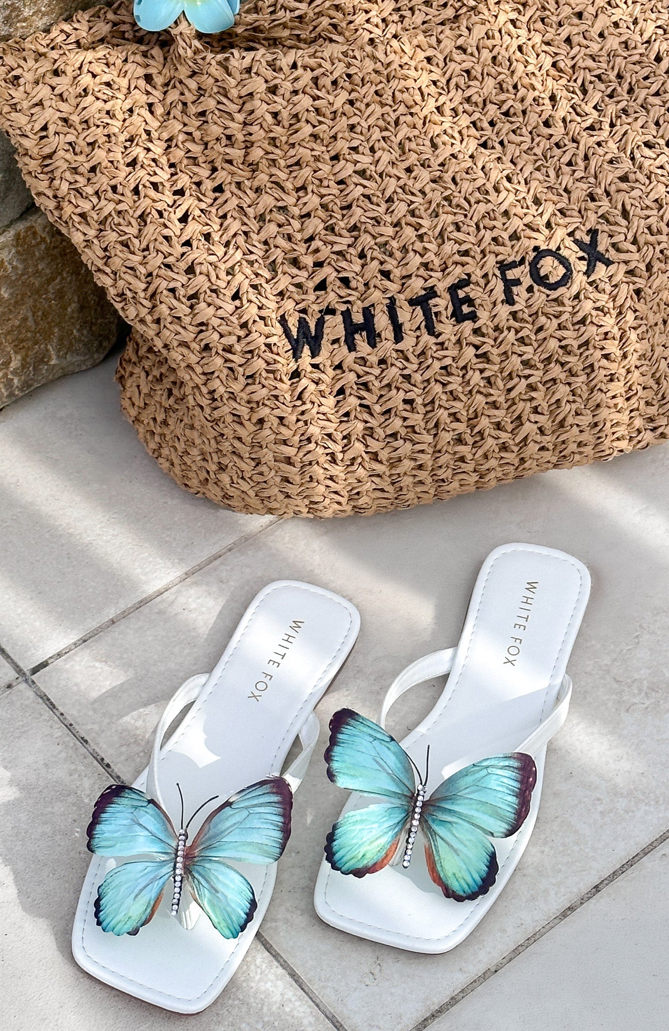 Noelle Sandals White/Aqua