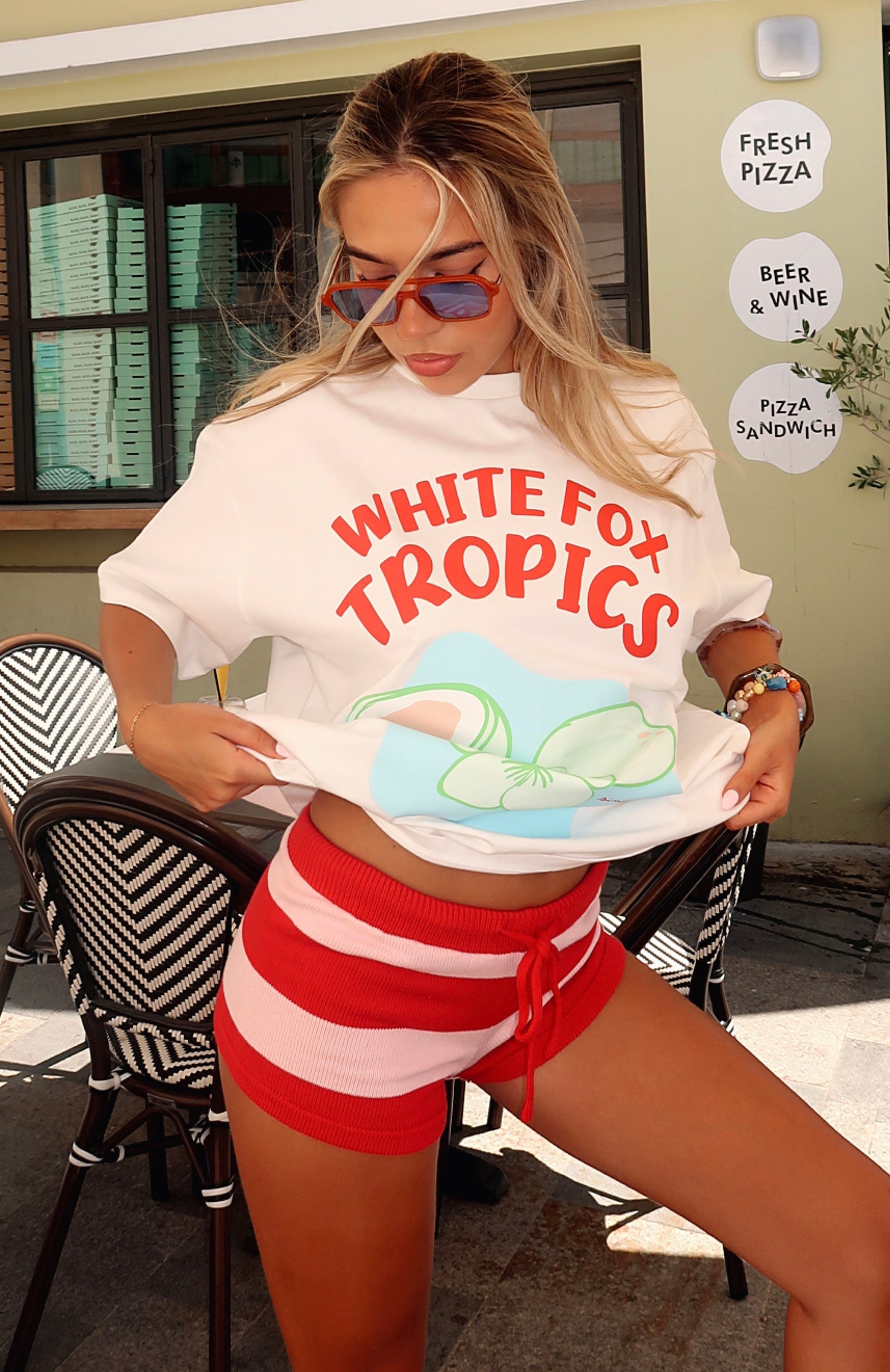 Chill Day Knit Shorts Red/Pink Stripe