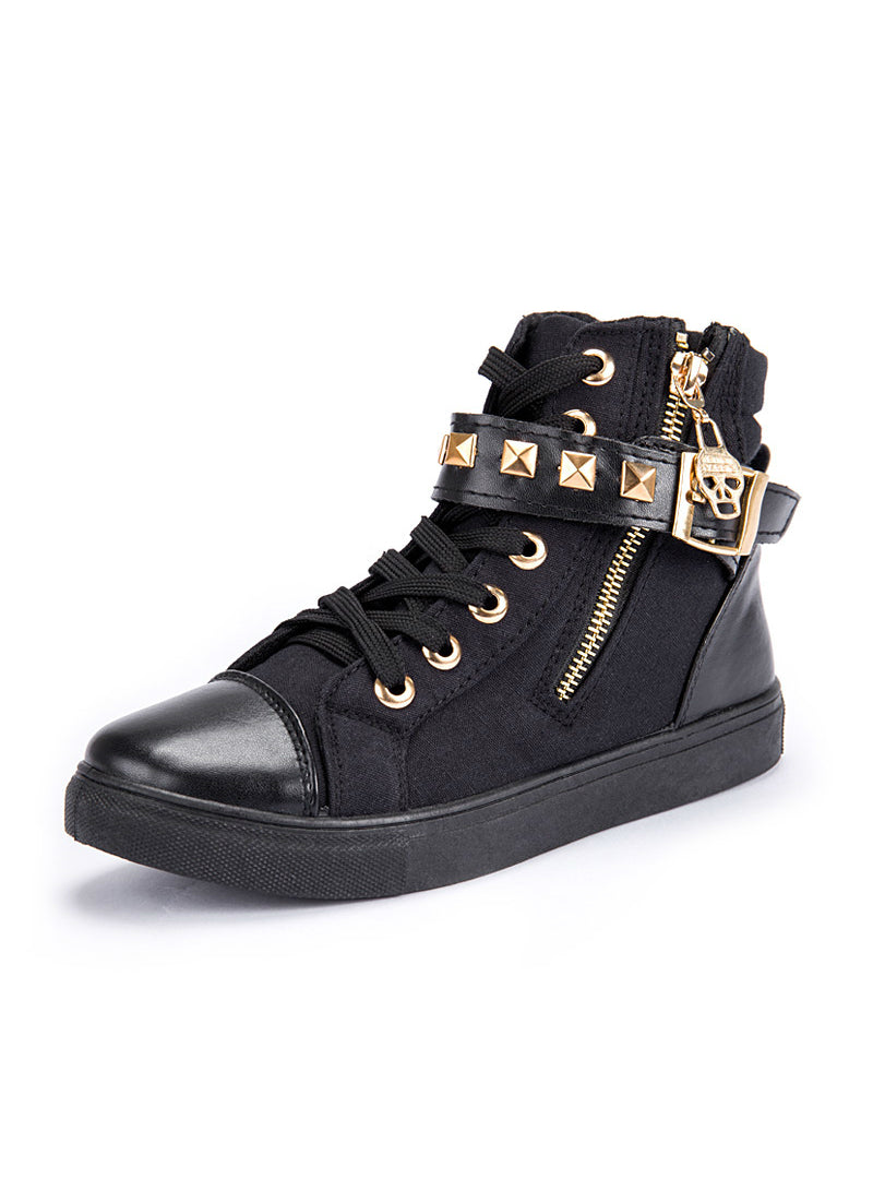 Zipper Wedge High Help Solid Color Sneakers