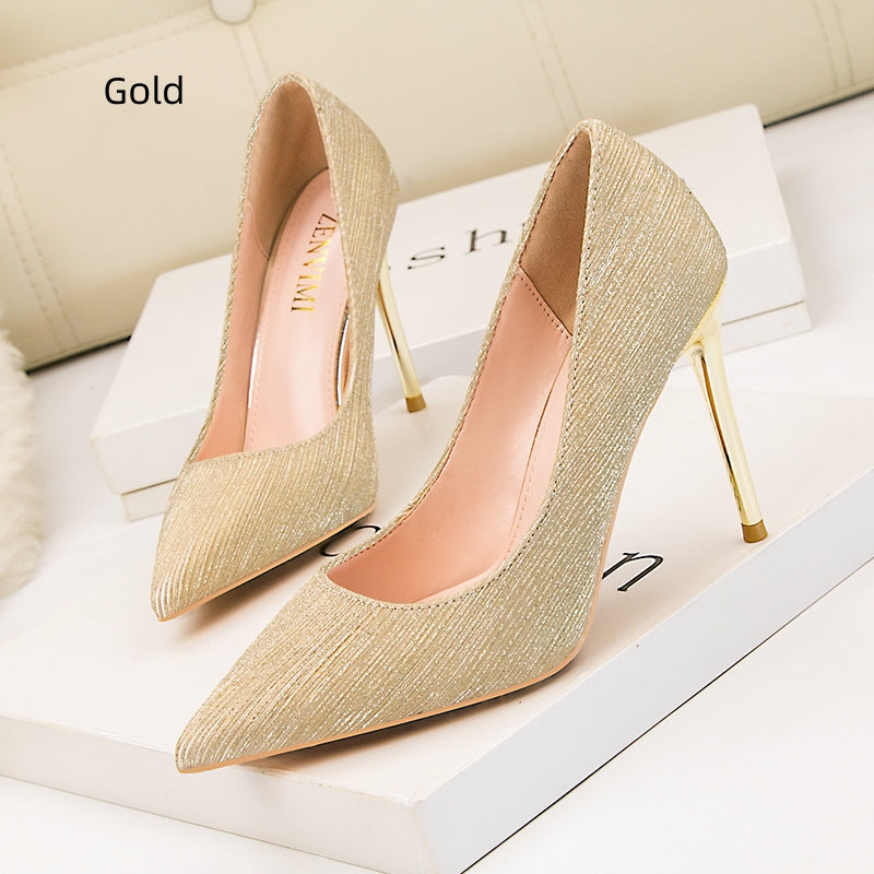 Shiny High-heeled Pointed Thin Heels Shoes