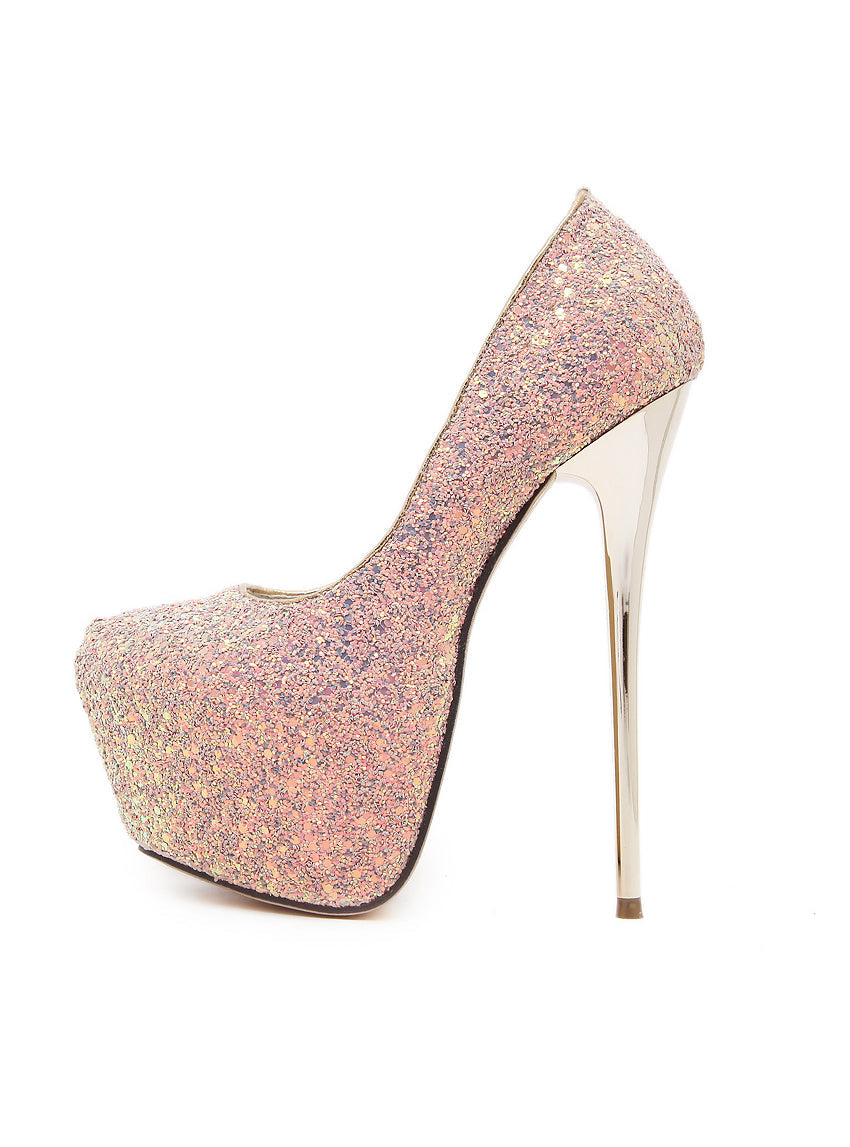 High Stiletto Heels Shoes Toe Thin Heels Glitters