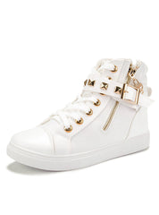 Zipper Wedge High Help Solid Color Sneakers