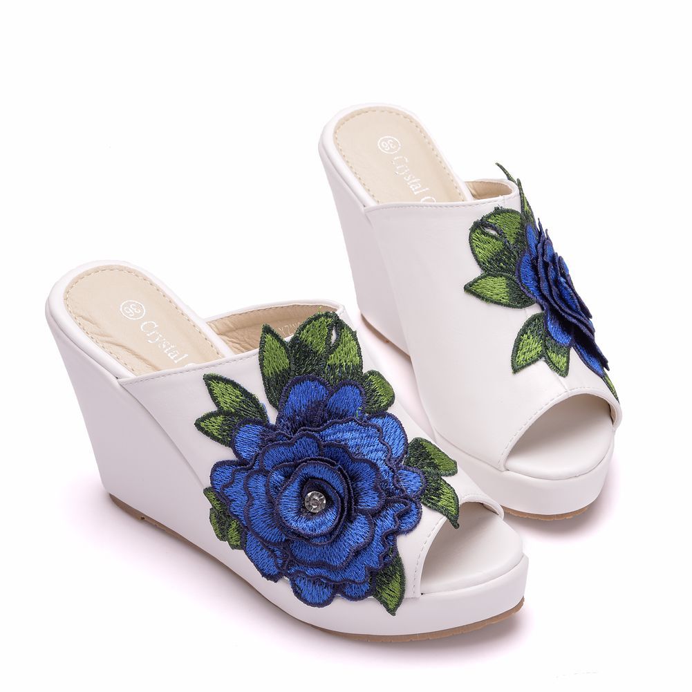 Flower Mouth Wedge Slippers