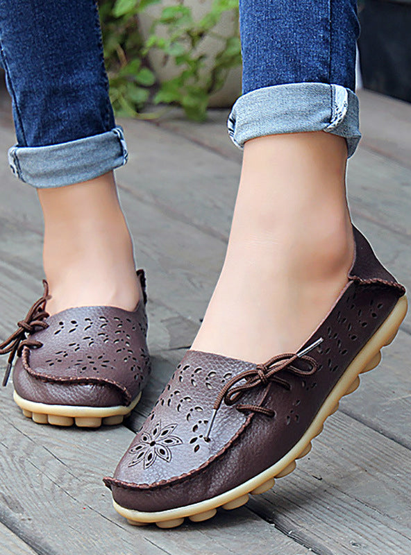 Leather Shoes Woman Loafers Slip-On Female Flats