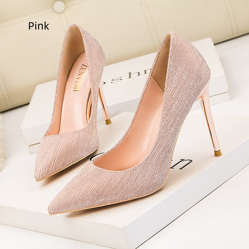 Shiny High-heeled Pointed Thin Heels Shoes