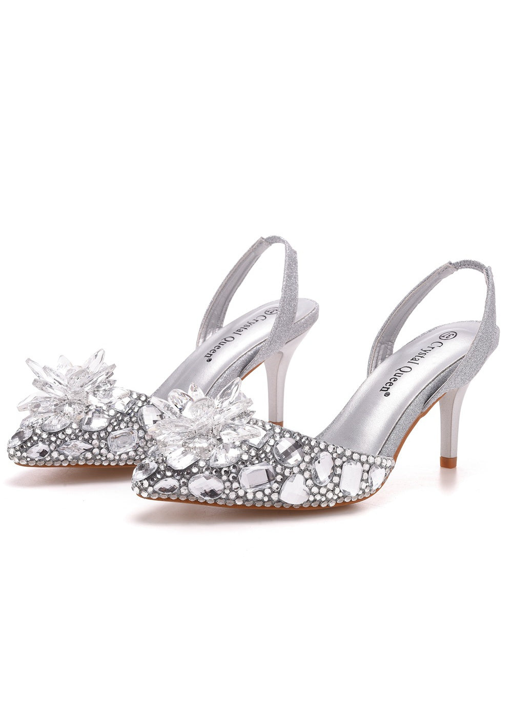 Pointed Rhinestone Stiletto Heels Sandals