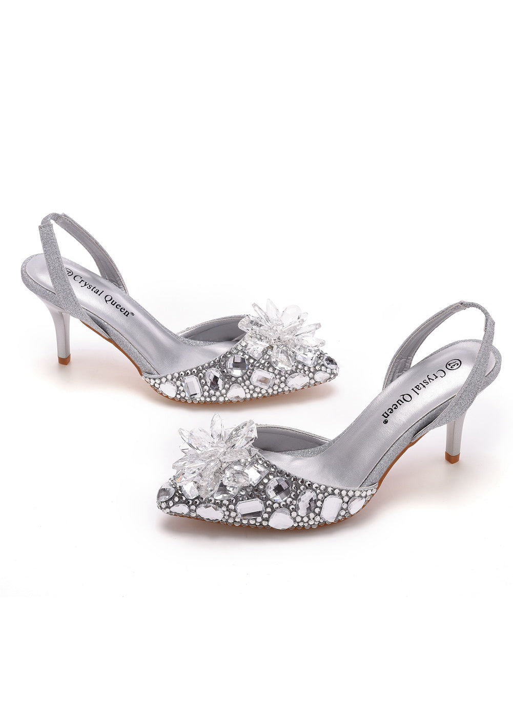 Pointed Rhinestone Stiletto Heels Sandals