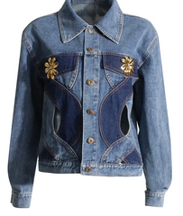 Patchwork Lapel Denim Jacket