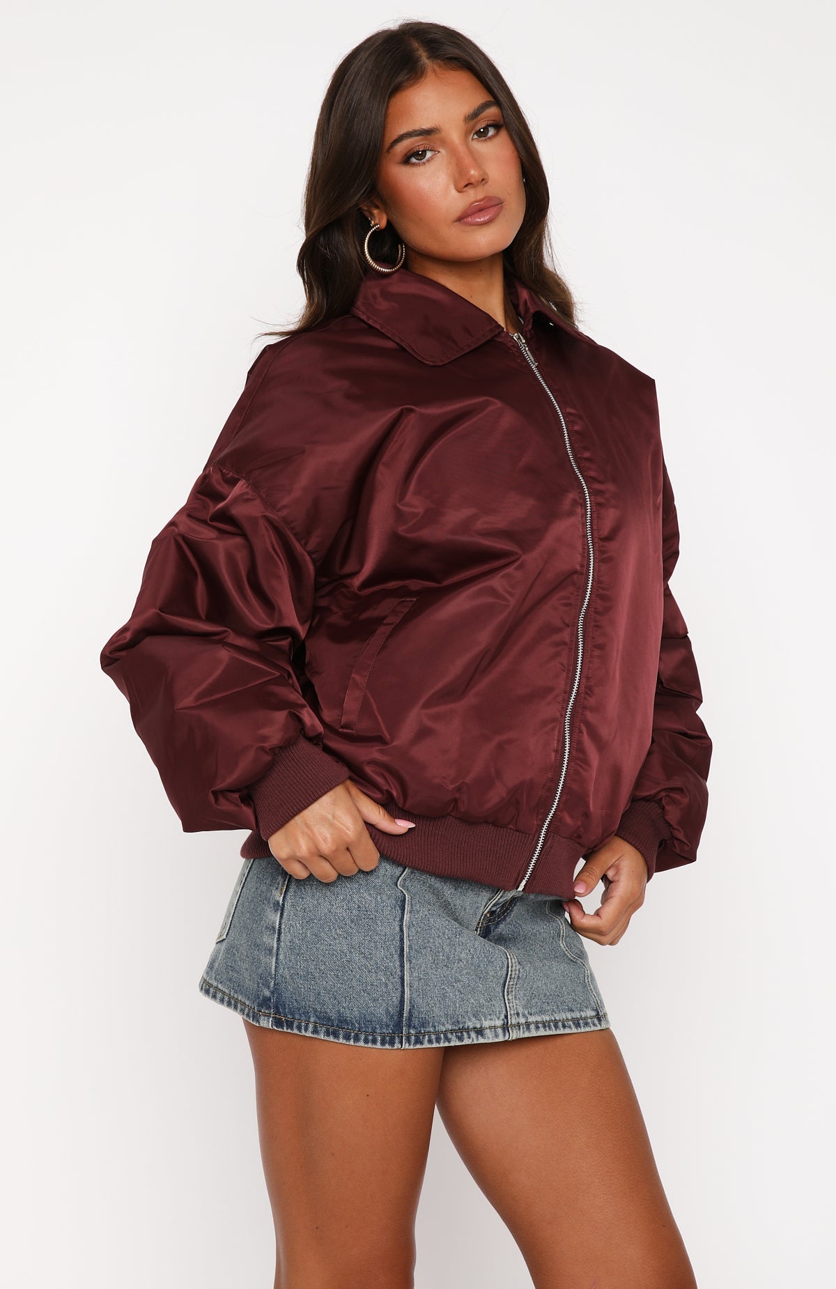 Burning For You Bomber Jacket Burgundy