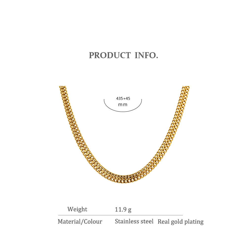 Gold Flat Chain Stainless Steel Necklace