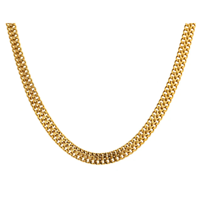 Gold Flat Chain Stainless Steel Necklace