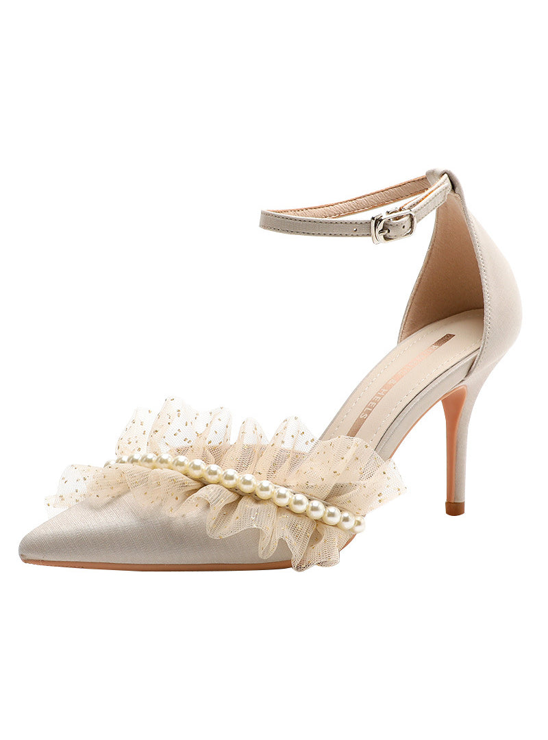 Pearl Lace Pearls High Heels