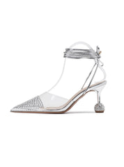 Rhinestone Silver High-heeled Shoes Sandals