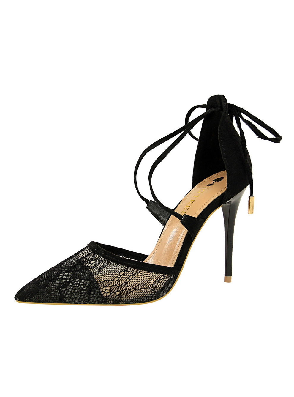 Shallow Pointed Mesh Lace Hollow Sandals