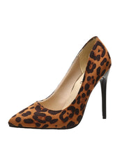 Leopard Print Shallow Heel Pointed High Heels