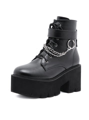 Chain Platform Heel Thick Booties