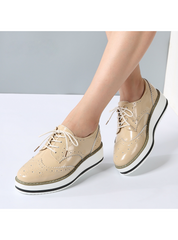 Platform Oxfords Brogue Patent Leather Lace Up