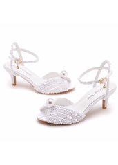 6 cm Fishmouth High-heeled Pearl Sandals