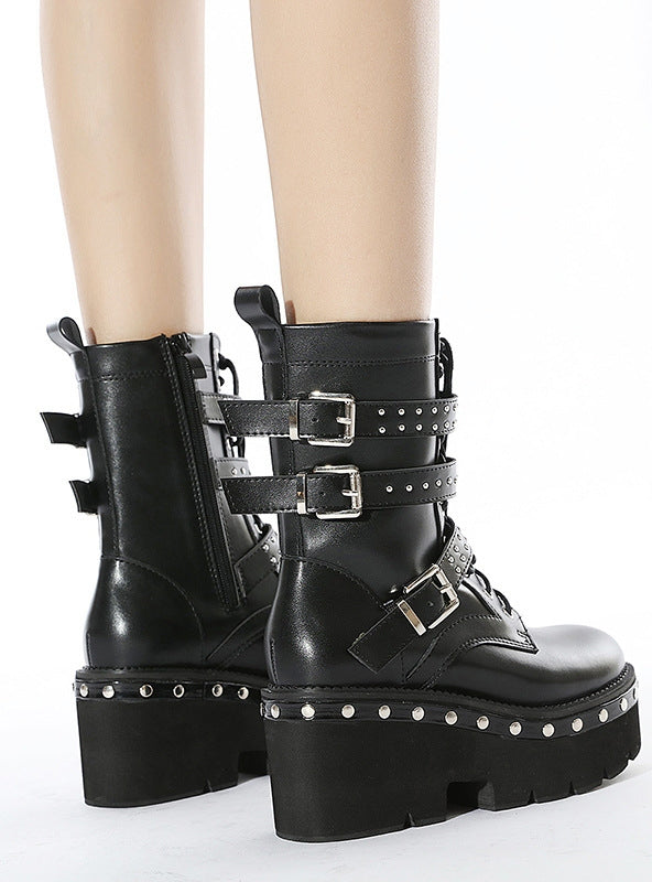 Metal Rivet Platform Martin Boots