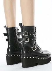 Metal Rivet Platform Martin Boots