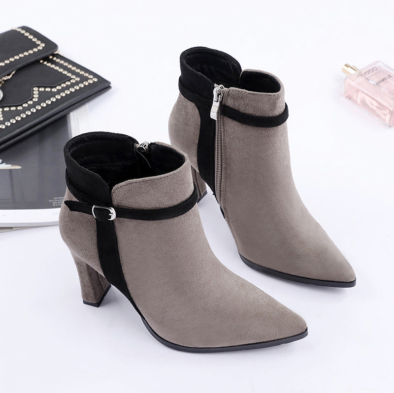 Women's Pointed Stiletto Suede High Heels Boots