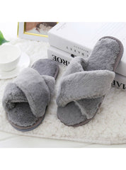 Women Home Slippers With Faux Fur