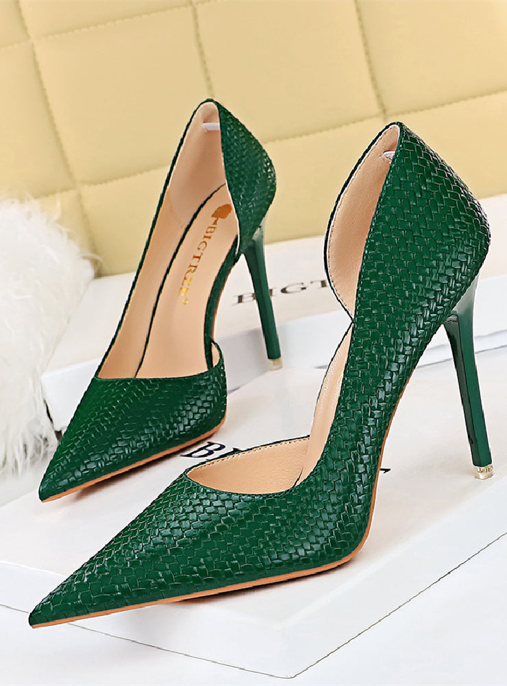 Shallow-pointed Snake-shaped High Heels