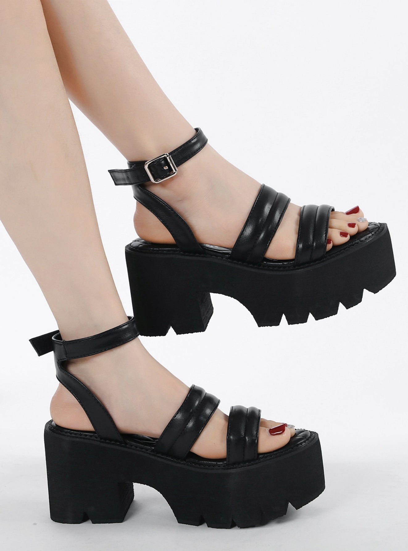 Hollow Sponge Cake Bottom Thick Heels Sandals