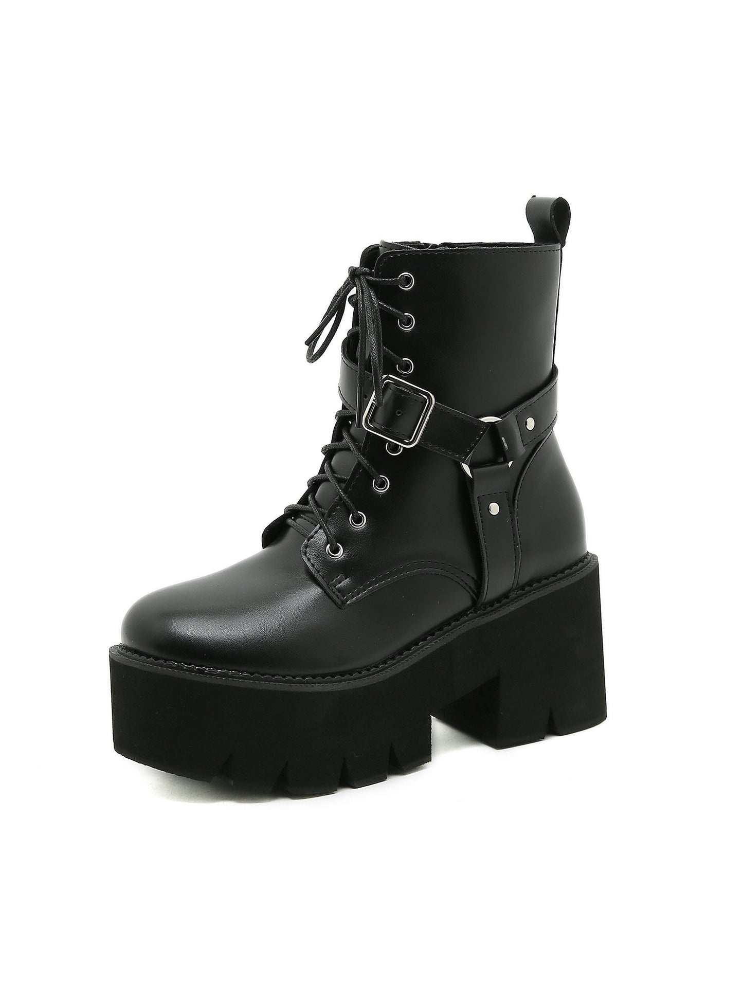 Foam-soled Round Head High-heeled Martin Boots
