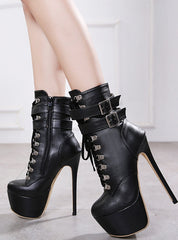 16cm Thin Heel Platform High Heel Boots