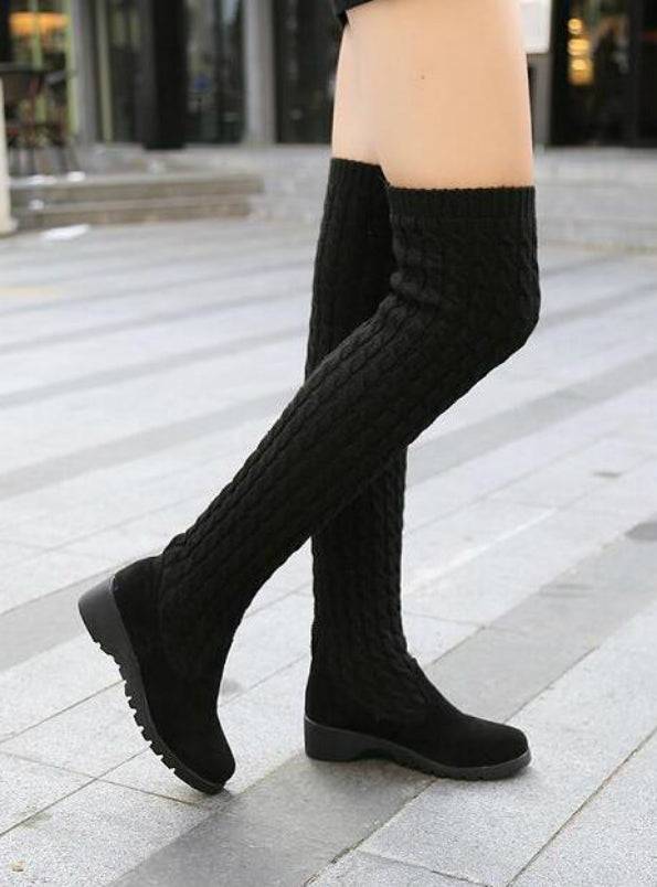 Knee High Boots Elastic Slim Warm Long Thigh