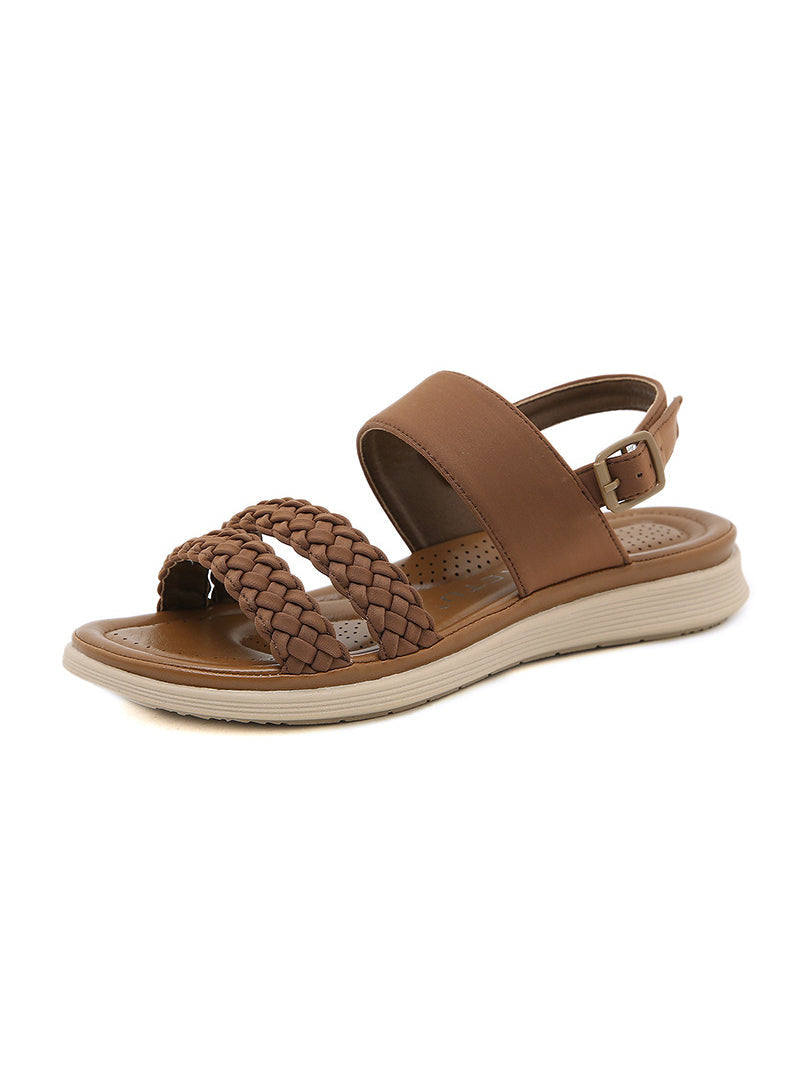 Retro-style Light Sandals With Two Woven Small Pores